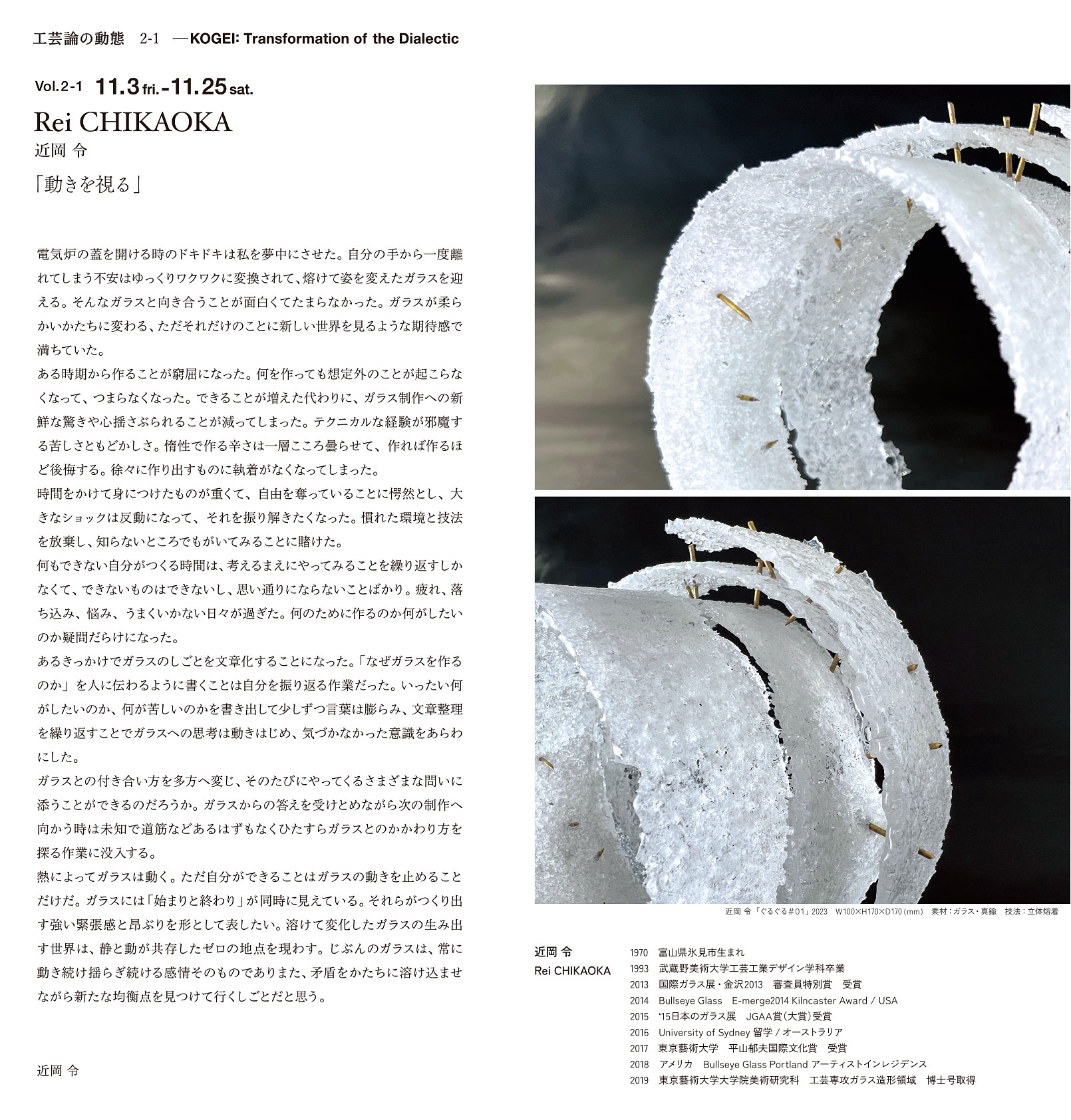 近岡令個展「動きを視る」DM裏